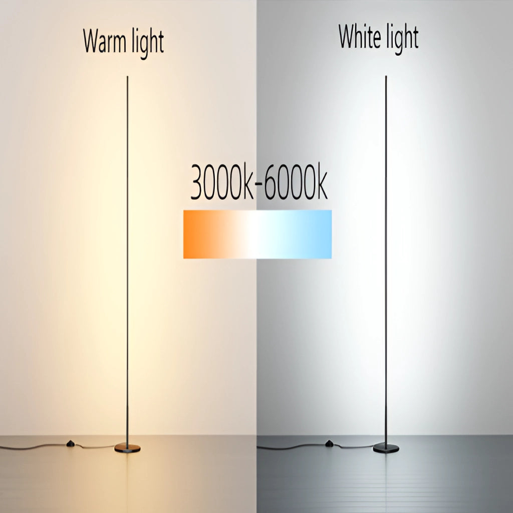 Avant-garde style floor lamp with versatile lighting, featuring a sleek rectangular design and electric blue accents.