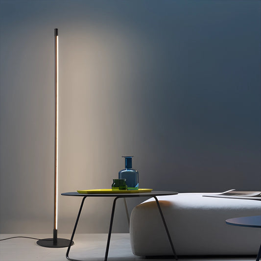 Avant-garde style floor lamp with a rectangular shade, standing on a wooden floor, showcasing versatile lighting in a modern art-inspired design.