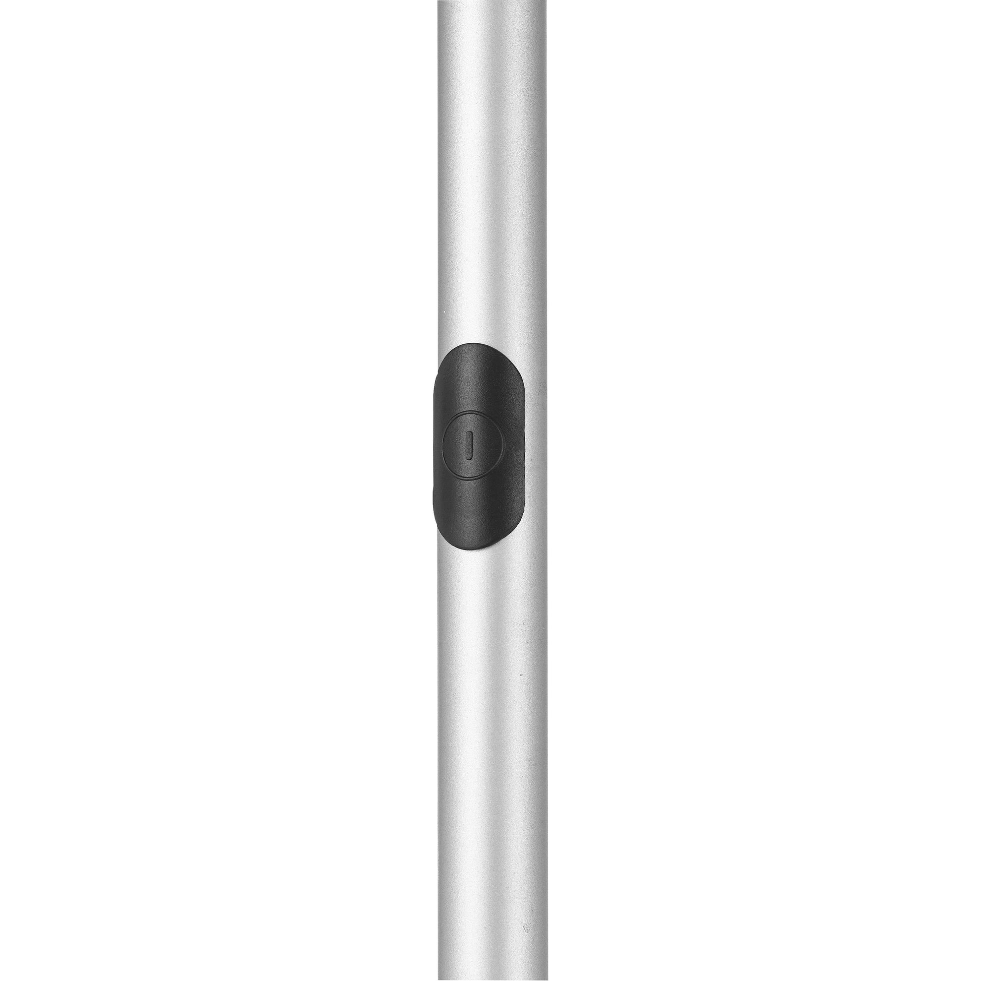 Floor lamp with wireless charging feature and table top shelf, showcasing modern electronic and technological design in electric blue finish.