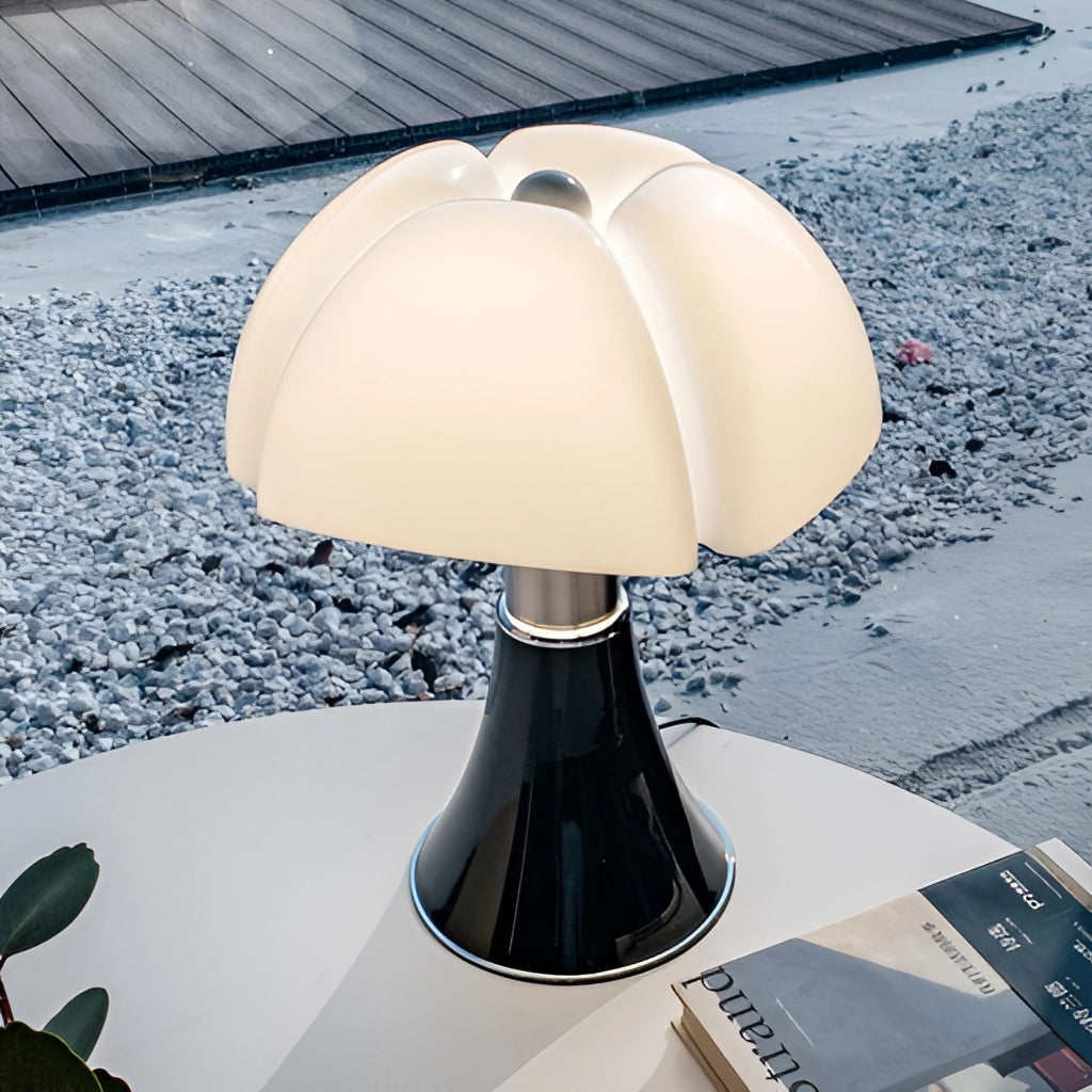 Floral design table lamp with adjustable height and LED light, featuring a decorative floral pattern on the shade, ideal for home use.