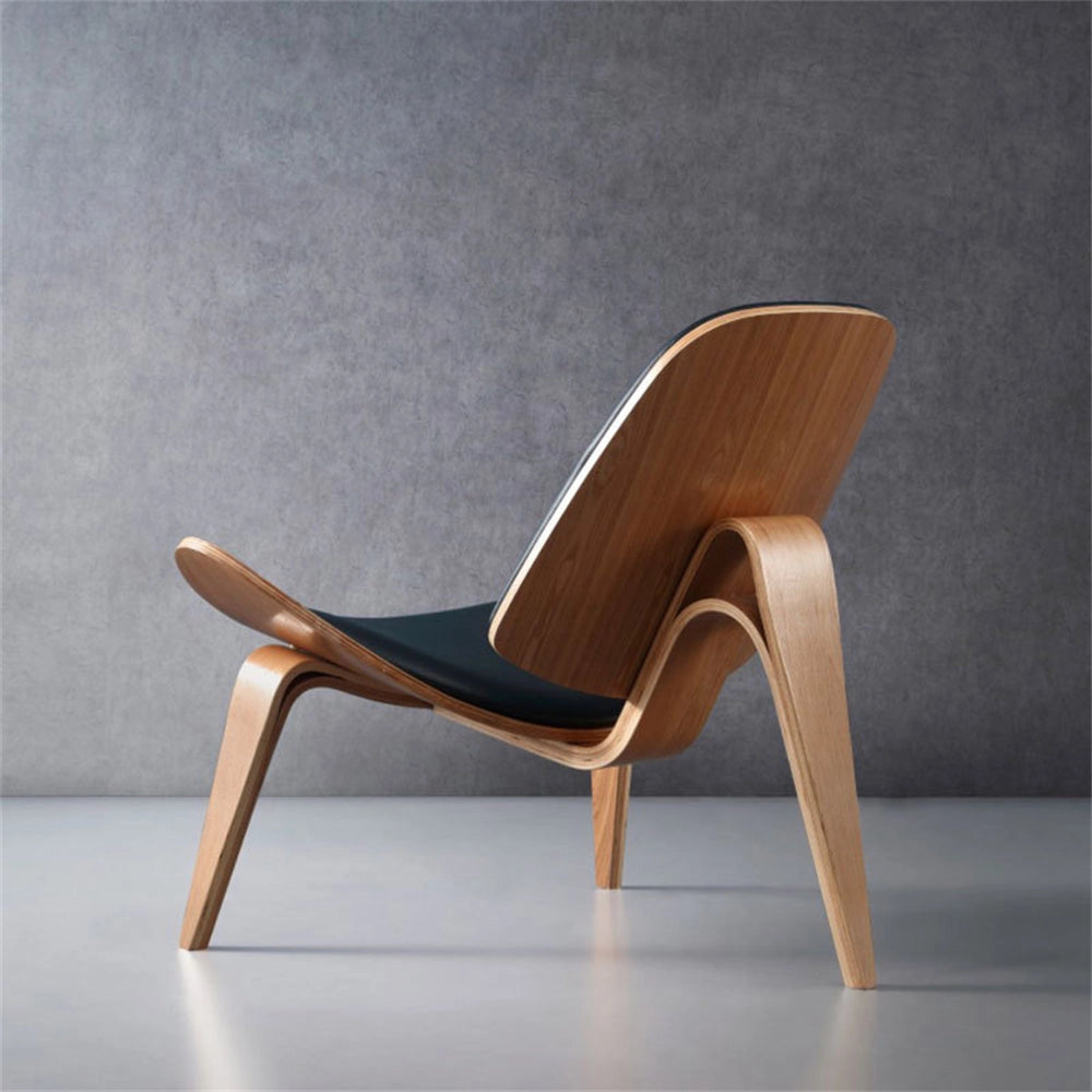 Geometric Retro Accent Chair with wooden frame and varnish finish, featuring a modern design suitable for contemporary spaces.