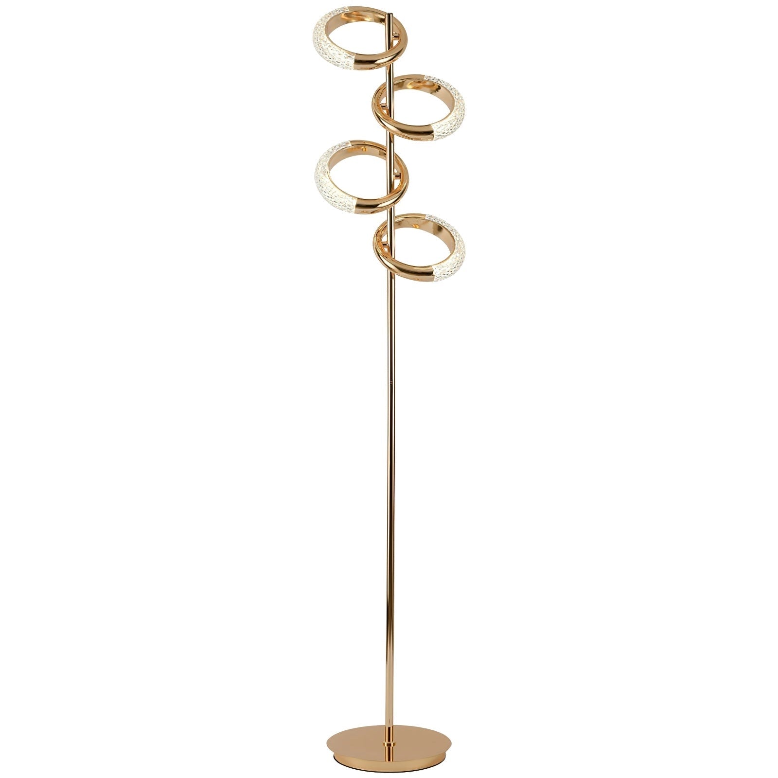 Gold Diamond-Patterned Adjustable Angles Floor Lamp with a sleek metallic finish and geometric diamond design, placed next to a potted plant.