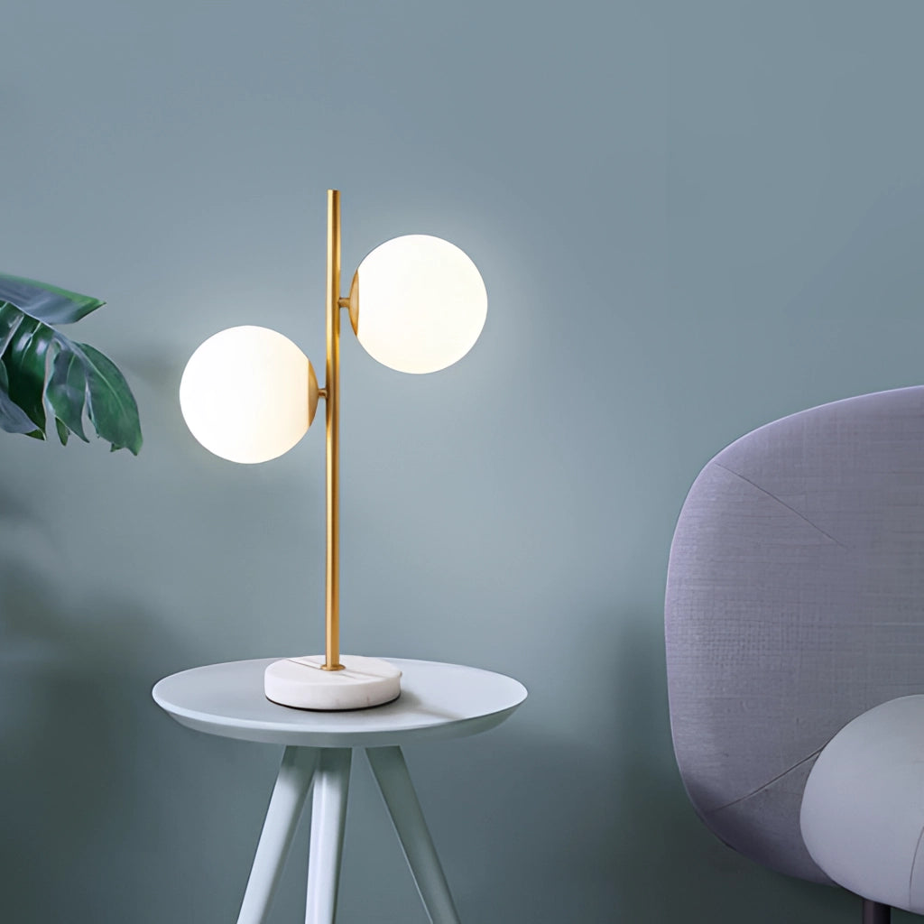 LED desk lamp with smart touch control and energy-saving feature, sleek design with circular base and adjustable lampshade.