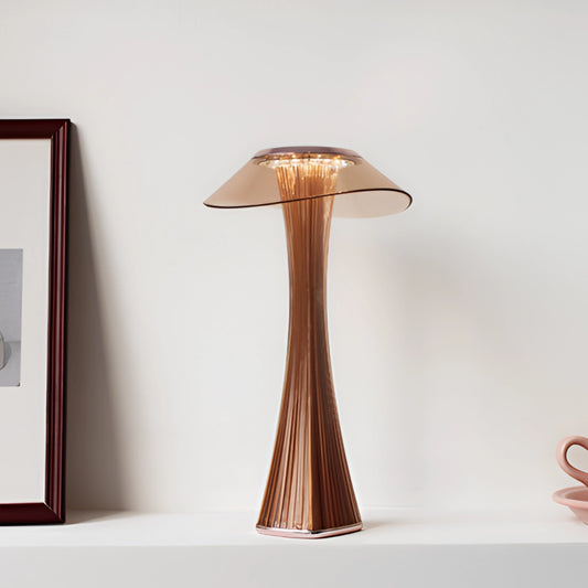 LED Diamond Desk Light with Crystal Lamp on wooden table next to picture frame
