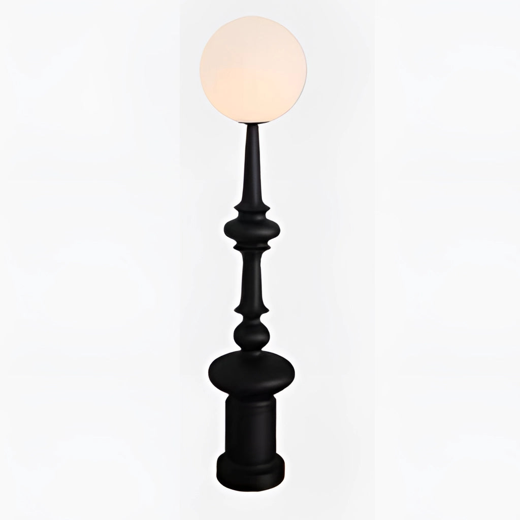 Black LED Floor Lamp with Two Usage Modes, Dimmable, featuring a sleek circular design and gesture control.