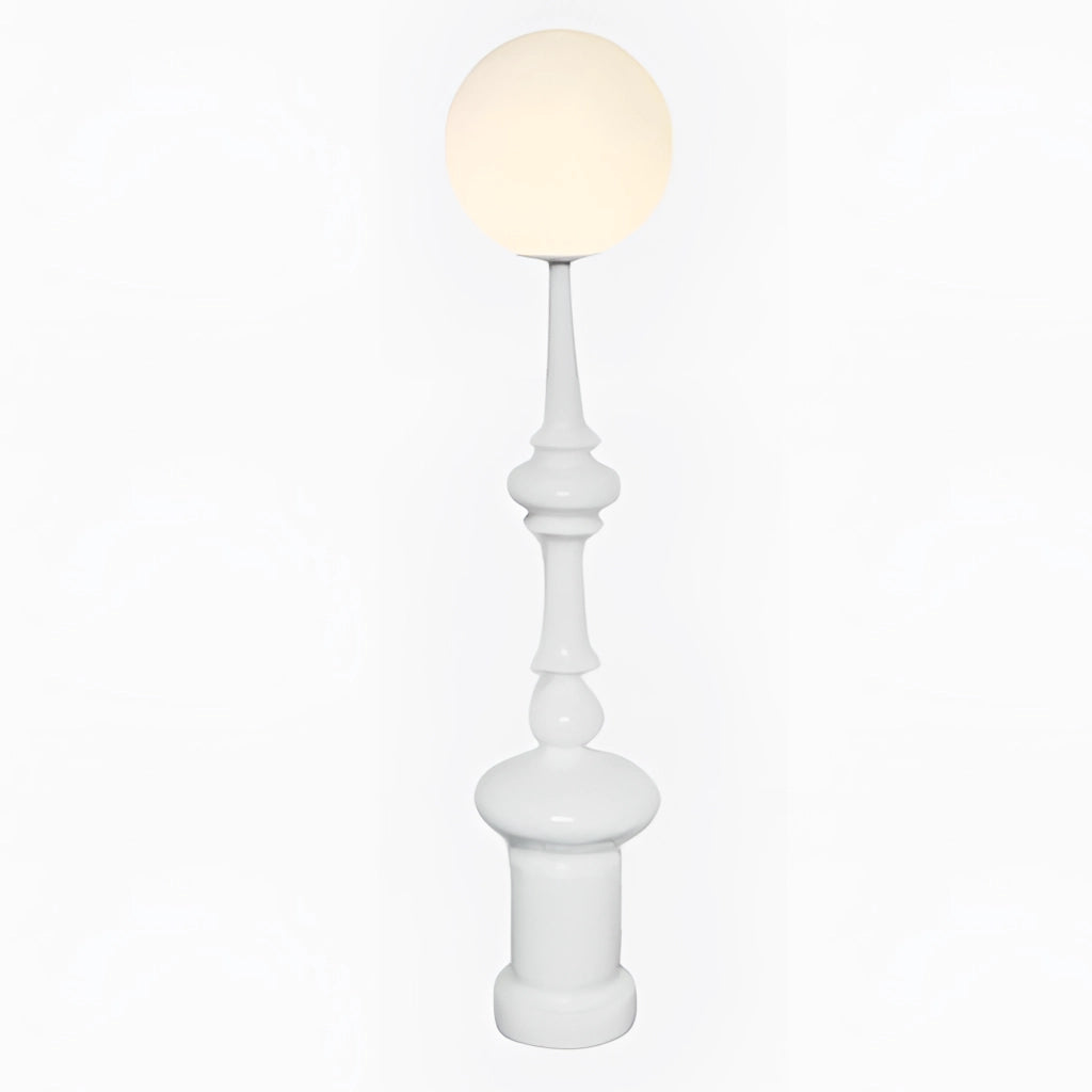White LED Floor Lamp with Two Usage Modes, featuring a sleek design with a metal and wood construction, dimmable light settings, and a circular base.