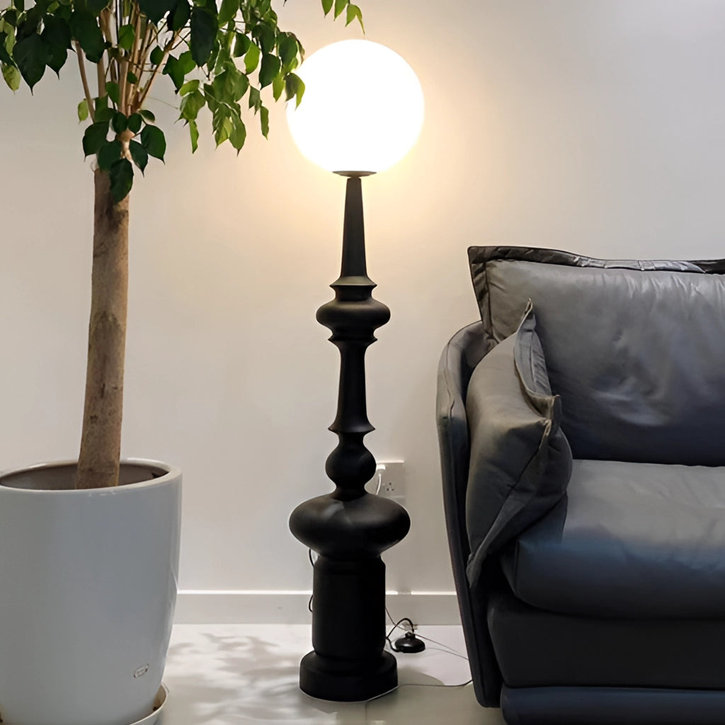 LED floor lamp with wooden base in a modern interior design setting, featuring rectangular light and two usage modes for added comfort and versatility.