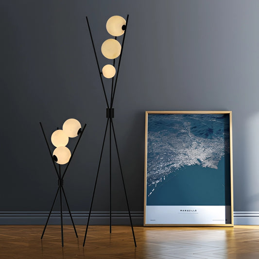 LED Moonlamp with wooden base, modern design for living room, illuminated in soft tints and shades, rectangular shape with gesture-controlled lighting.