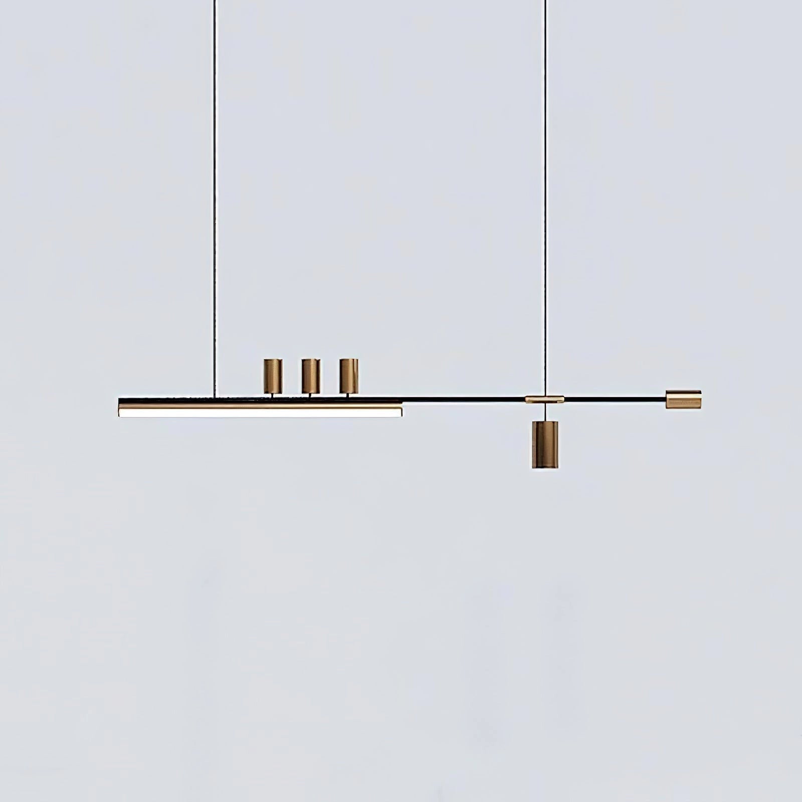 Nordic-inspired LED pendant light with a sleek, rectangular design featuring adjustable wire and multiple lighting options.