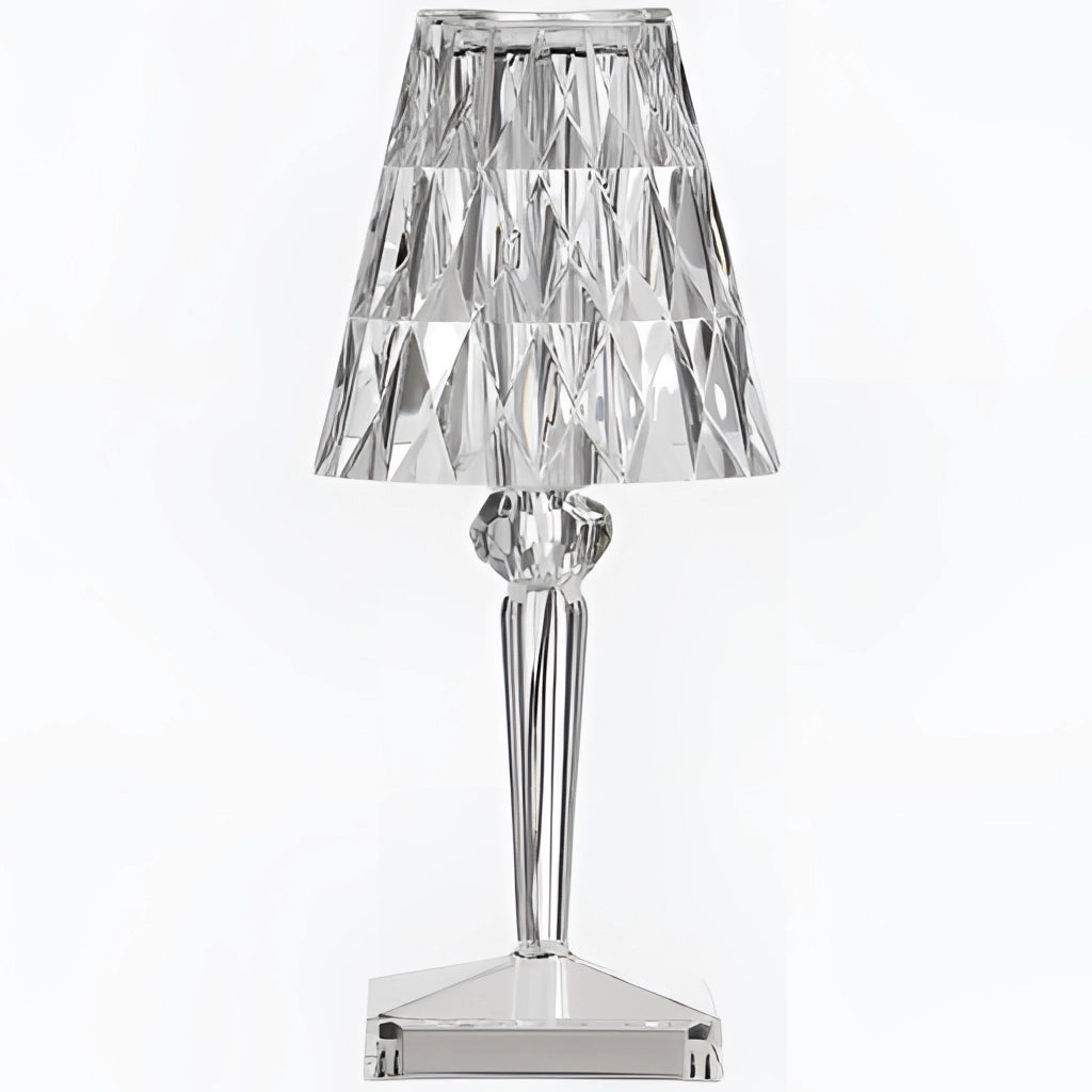 LED Touch Table Lamp with USB Charging, featuring a unique tree-inspired design in silver with glass and metal elements.