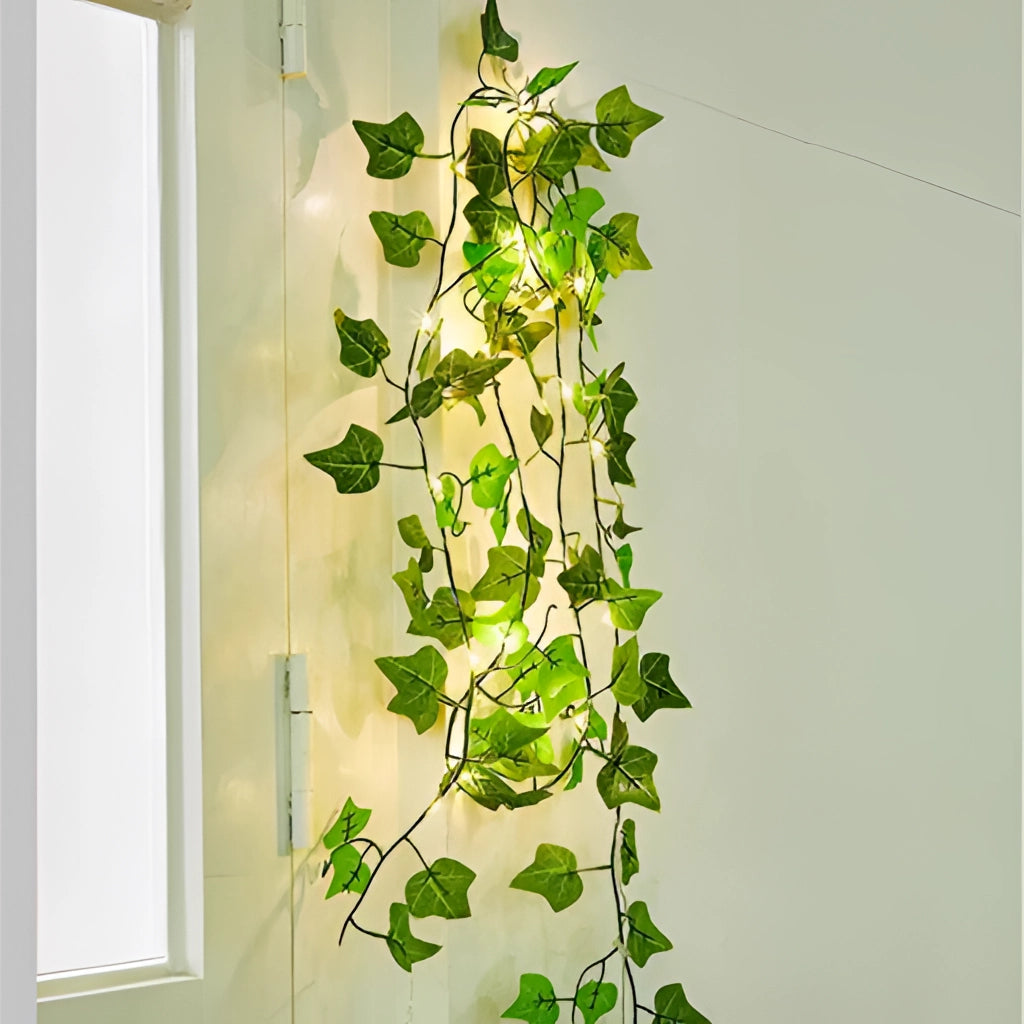 LED Vine Garden String Lights with Ivy Vines - 32ft 100 LEDs, featuring realistic green ivy vines intertwined with glowing LED lights.