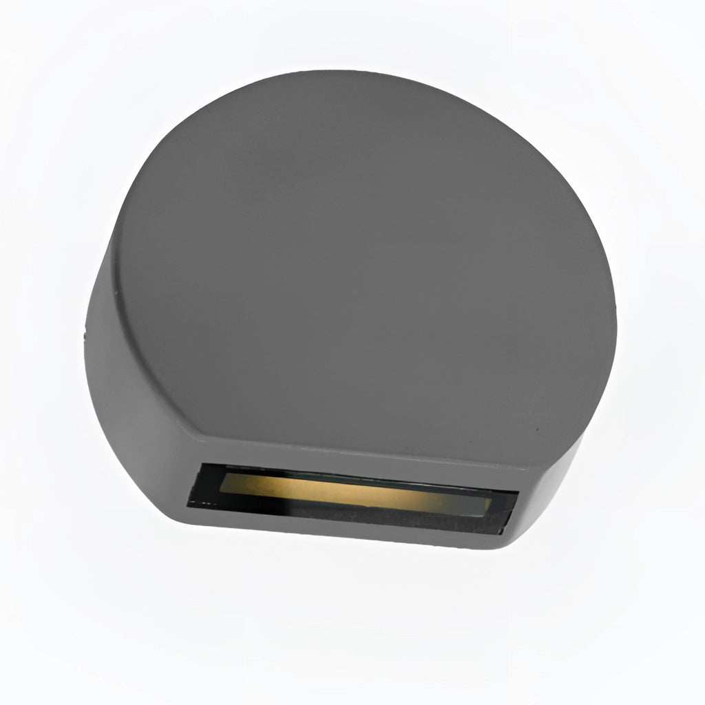 Modern rectangular metal wall lamp LED sconce in sand grey, made of aluminum and borosilicate glass, mounted on a wall.