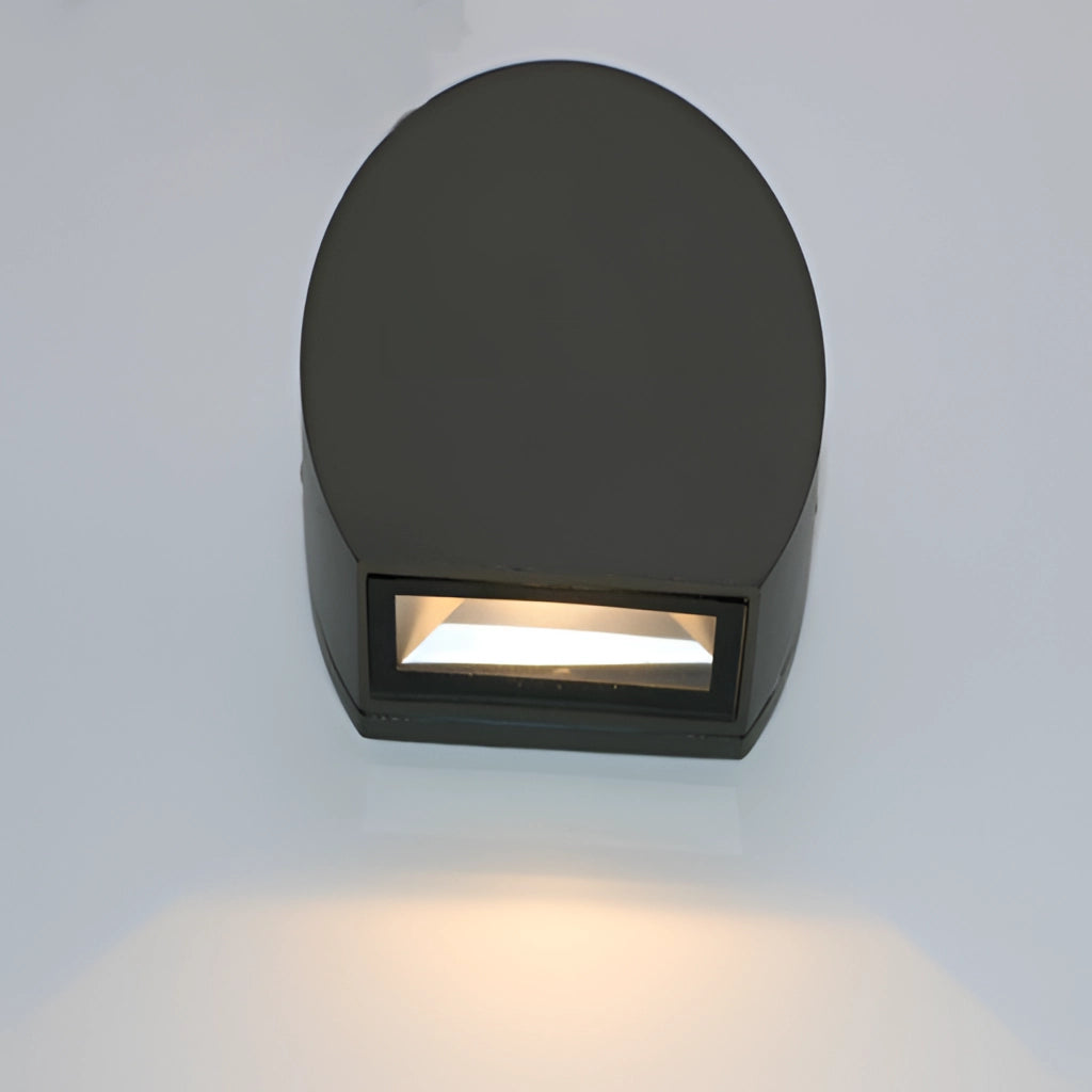 Modern rectangular metal wall lamp LED sconce in sand black/grey, featuring aluminum and borosilicate glass construction.
