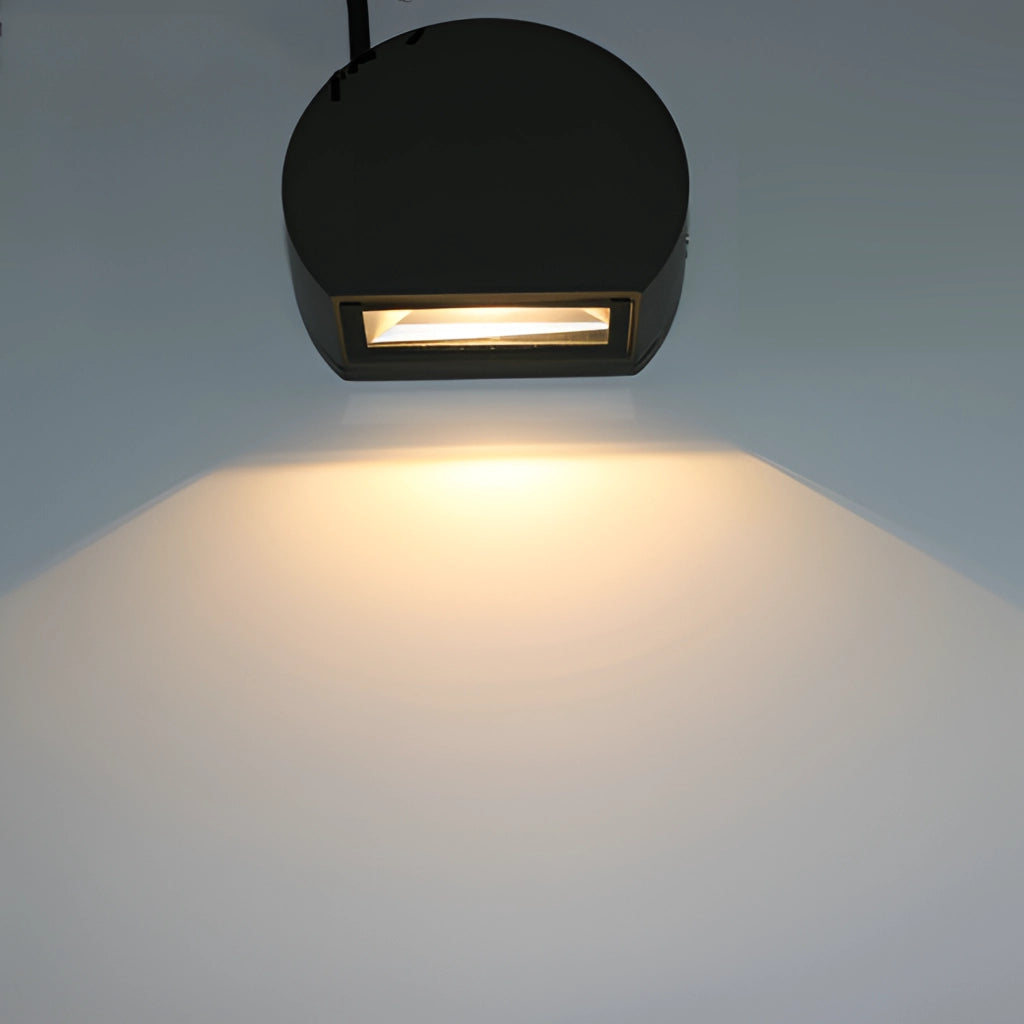 Modern sand black and grey metal wall lamp with LED sconce, featuring a rectangular aluminum borosilicate glass shade.