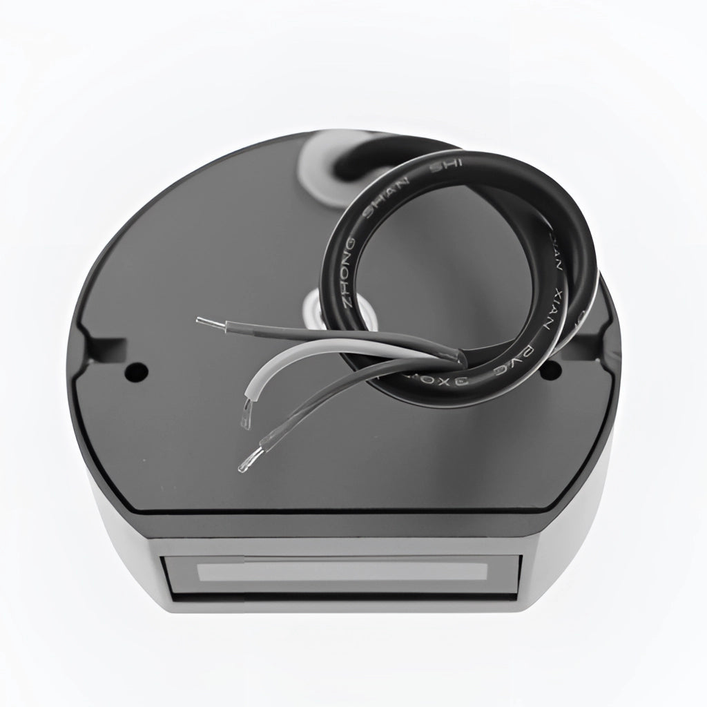 Modern metal wall lamp LED sconce in sand black and grey with aluminum borosilicate glass, featuring a sleek circular design.