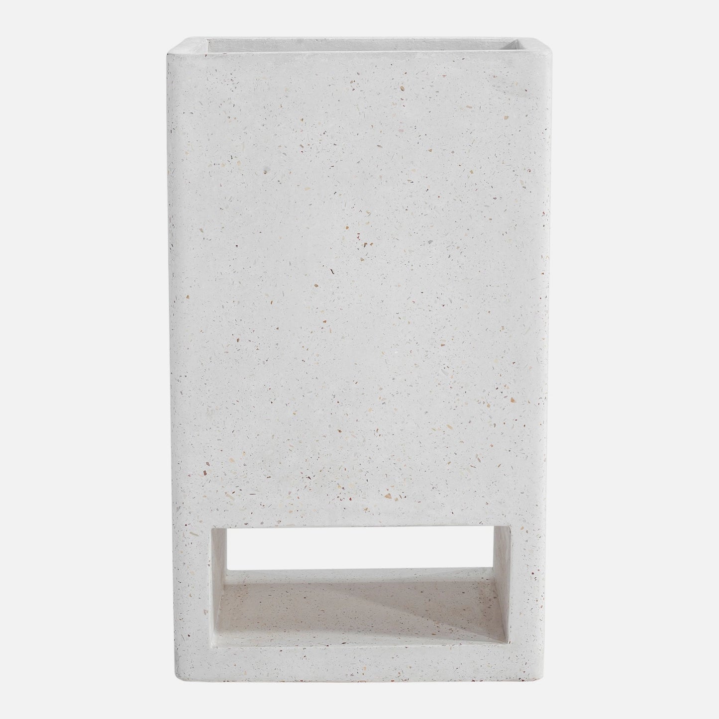 Modular Ivory Terrazzo Garden Planter with a rectangular shape and terrazzo pattern, suitable for both interior and exterior design.