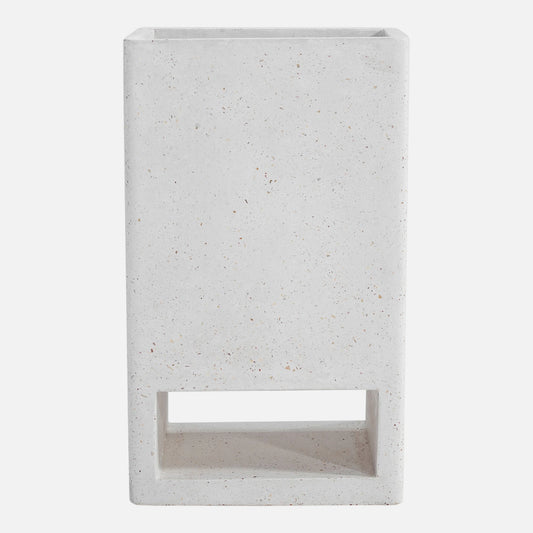 Modular Ivory Terrazzo Garden Planter with a rectangular shape and terrazzo pattern, suitable for both interior and exterior design.