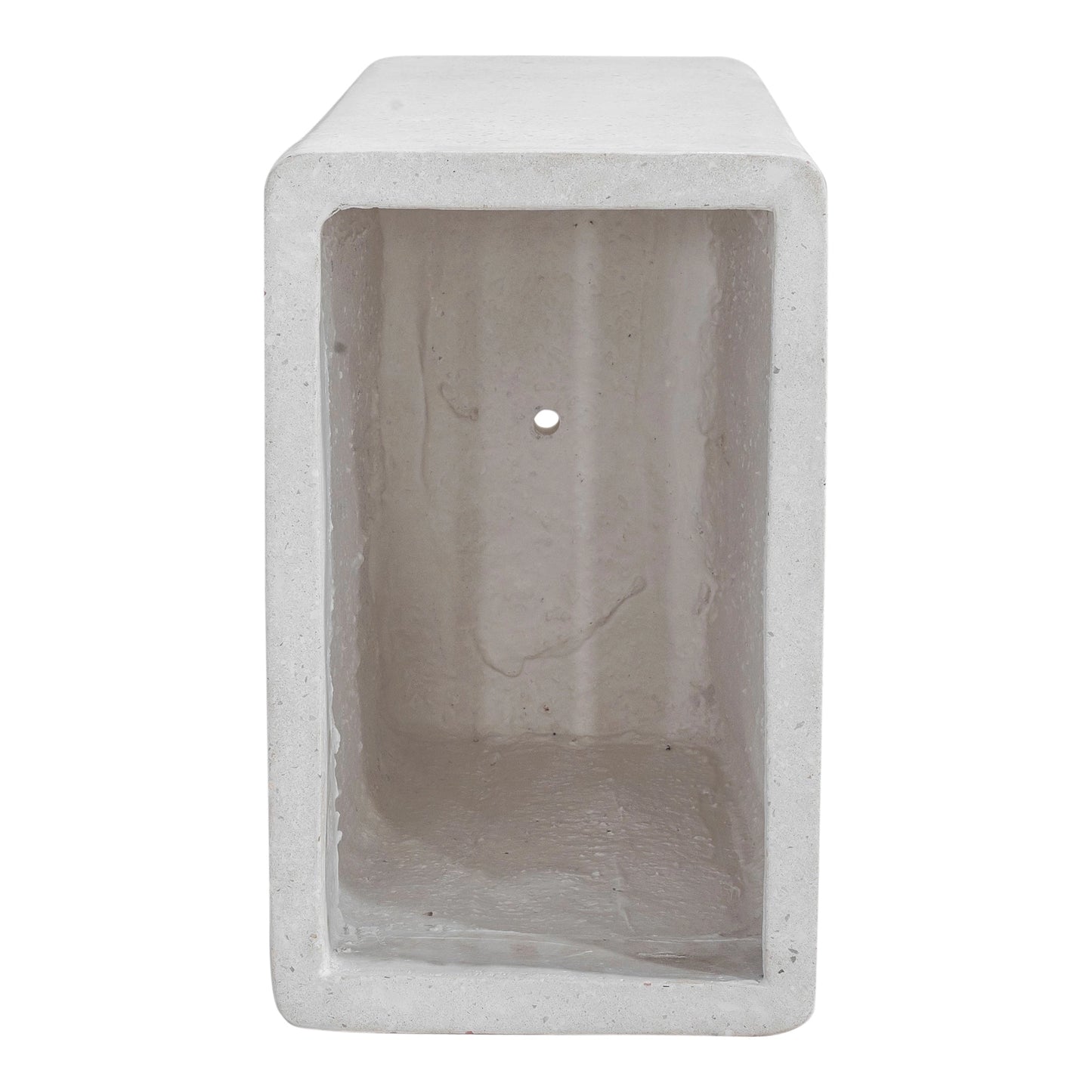 Ivory terrazzo garden planter with a rectangular shape, featuring a modular design and smooth concrete finish.