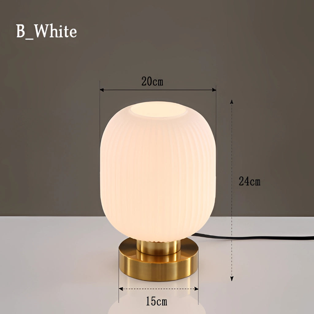 Nordic Amber Table Lamp with Stained Glass Shade in White, featuring a circular stained glass design and sleek base.