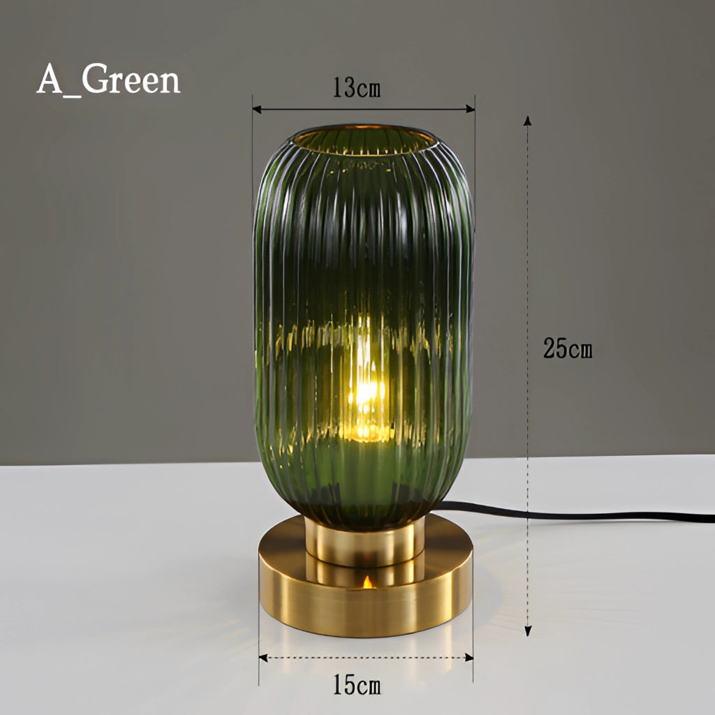 Nordic Amber Table Lamp with Green Stained Glass Shade