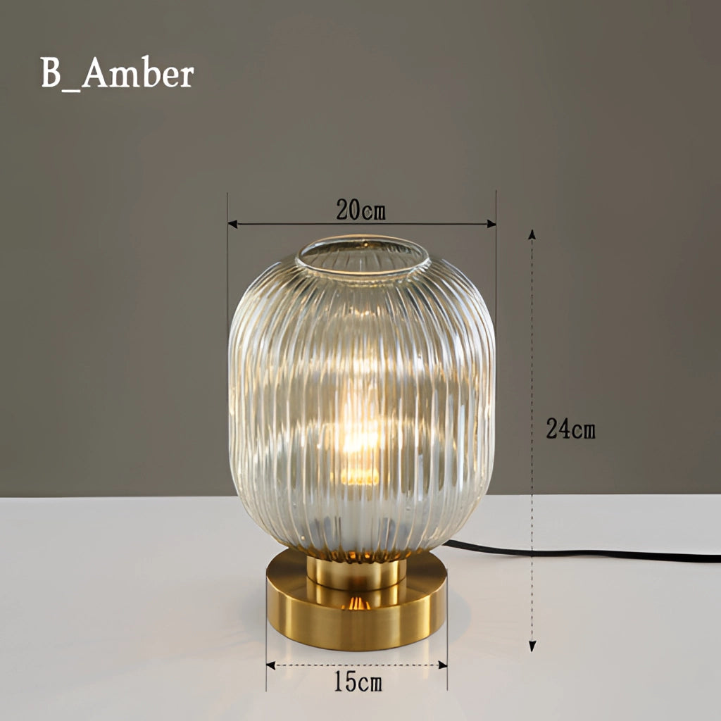 Nordic Amber Table Lamp with Stained Glass Shade in B Amber variant, featuring a rectangular stained glass shade in warm amber tones, metal base, and artistic design.