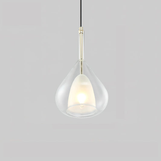 Nordic-style pendant lamp with a clear raindrop design and starlight effect, featuring a transparent body measuring 7.9 inches in diameter and 14.7 inches in height, hanging from the ceiling.