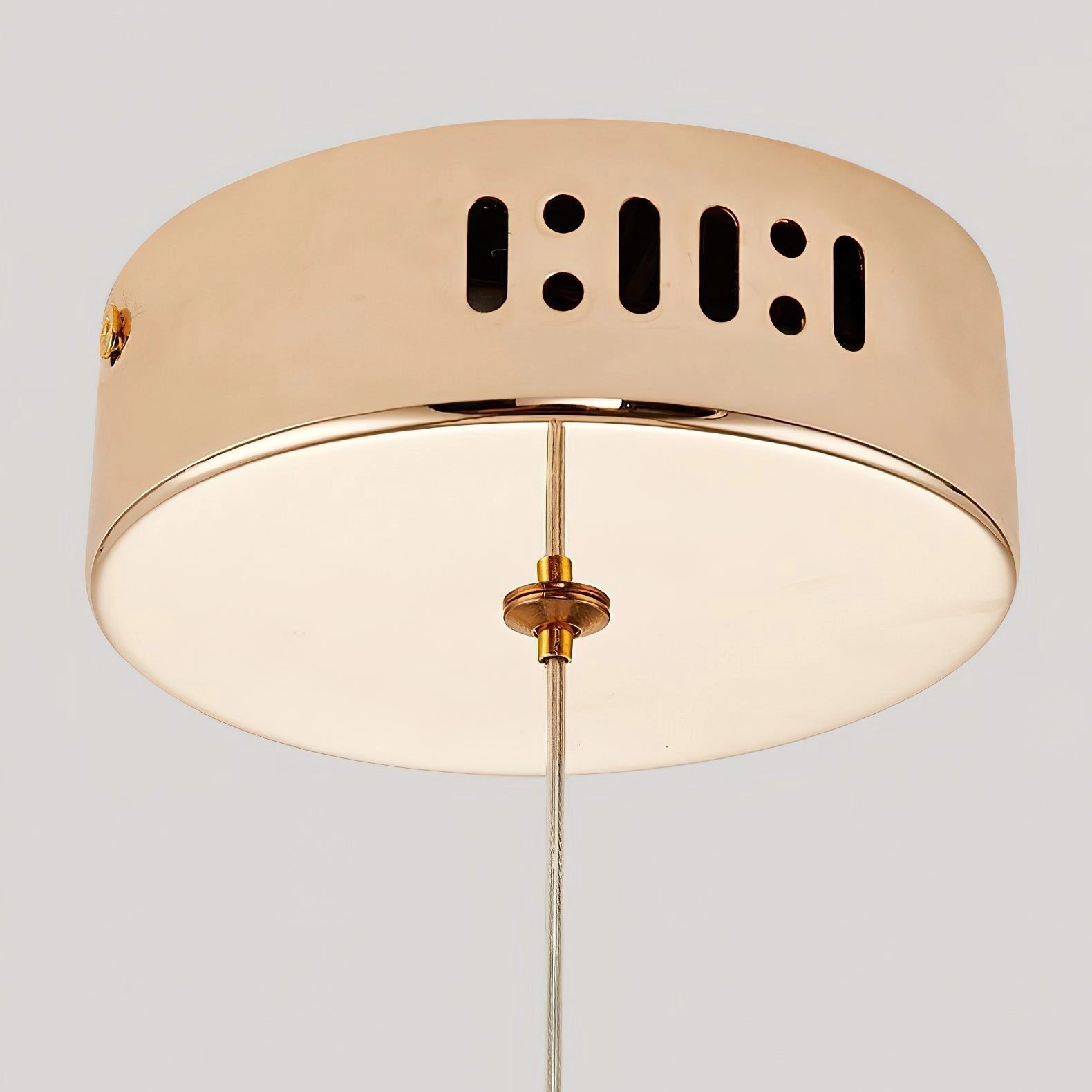 Modern Pendant Lamp Dante with circular and rectangular metal lampshades, ceiling-mounted light fixture.
