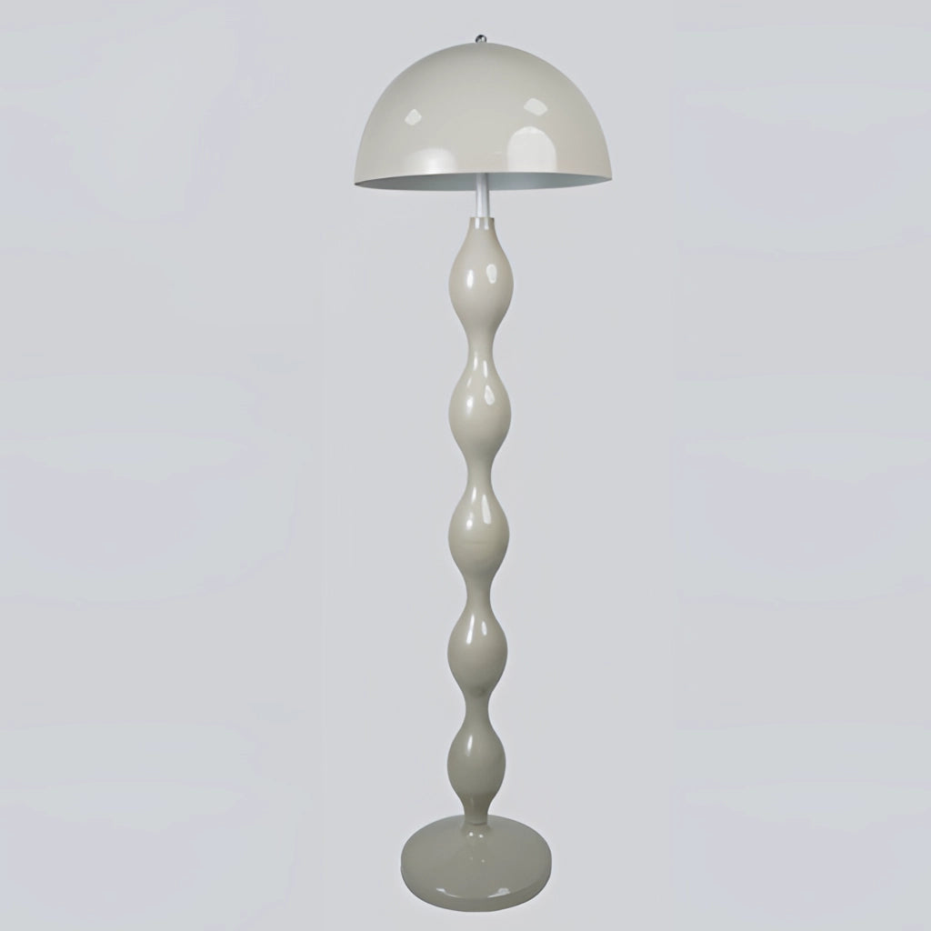 Scandinavian LED Floor Lamp in Nordic style with adjustable brightness, featuring a sleek combination of wood and metal elements, circular design, and symmetrical structure.