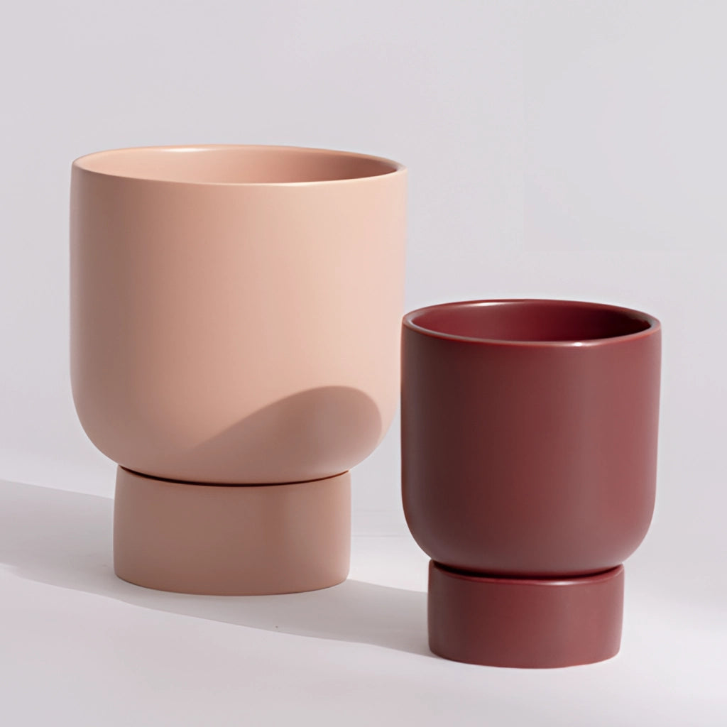 A ceramic stacked flower pot designed for garden and bonsai use, featuring a cylindrical shape and multiple tiers.