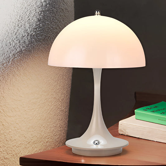 White Table Lamp Louis Poulsen Panthella 160 Portable with sleek design, featuring a dome-shaped lampshade and a smooth finish on the base.