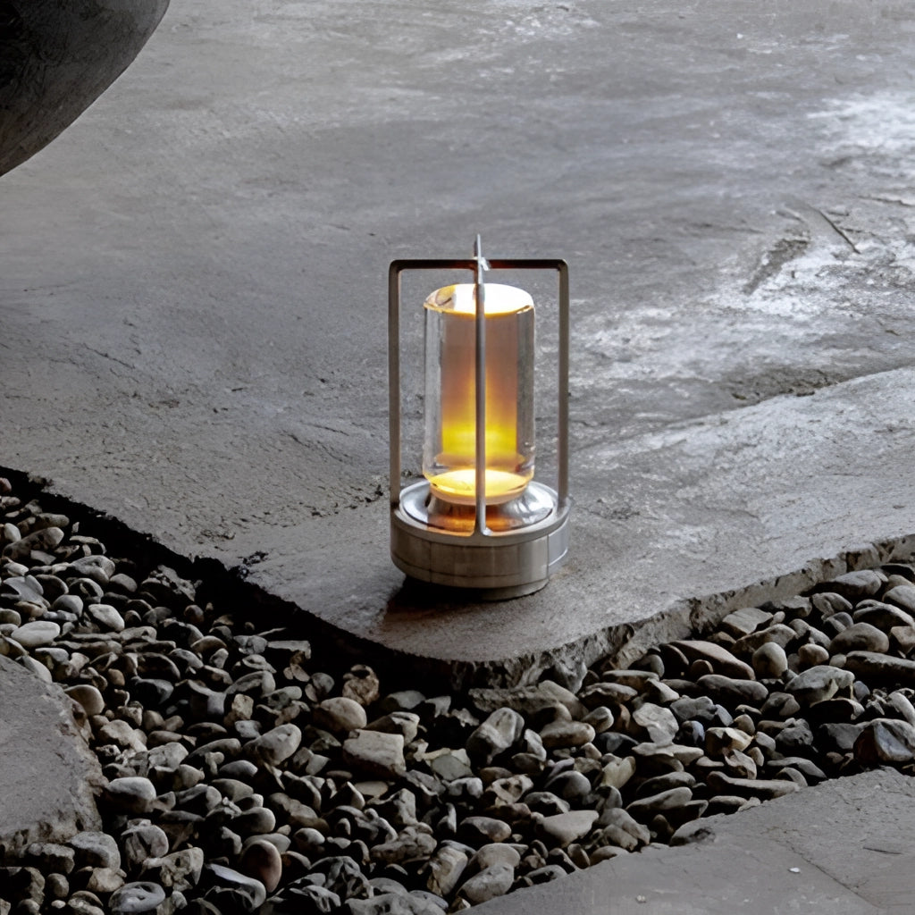 Elegant table lamp with dimming feature, masterfully crafted from wood, illuminating a dark surface.