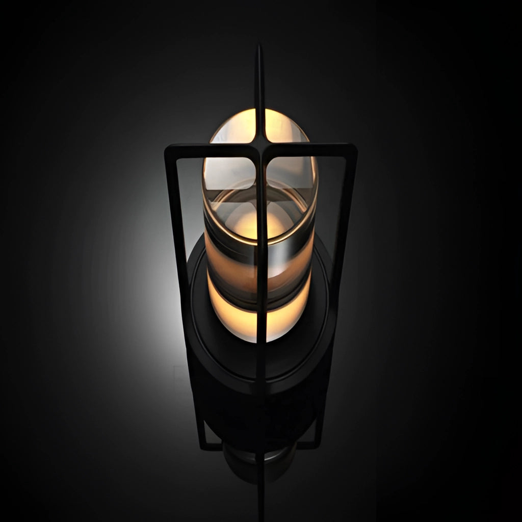 Table Lamp with Dimming Feature and Masterful Craftsmanship, featuring a sleek and symmetrical design with a modern light fixture.