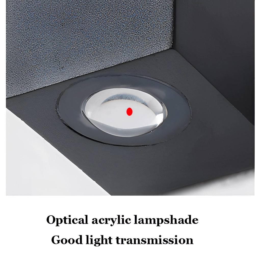 Waterproof black UFO-shaped wall light made of composite materials and aluminum, with a circular design and sleek metal finish.