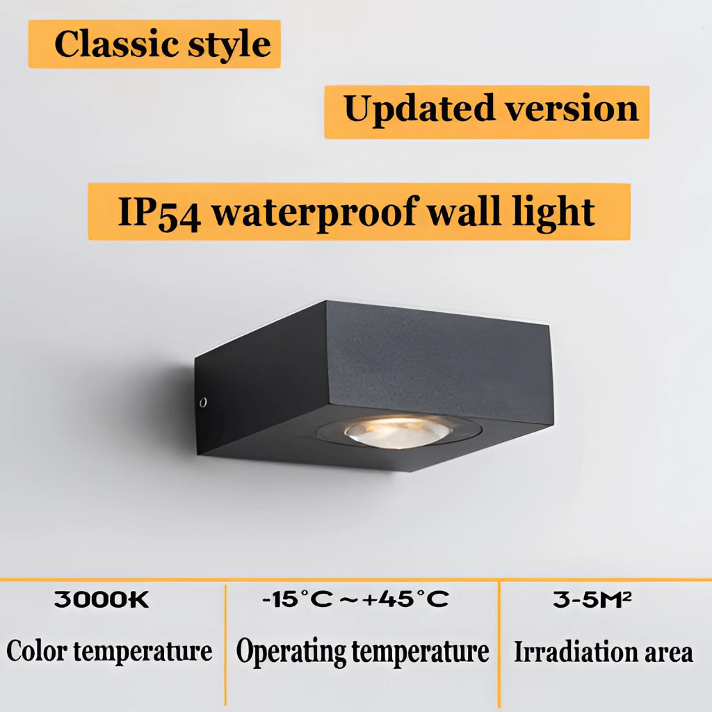 Waterproof black UFO-shaped wall light with a circular design and transparent elements.