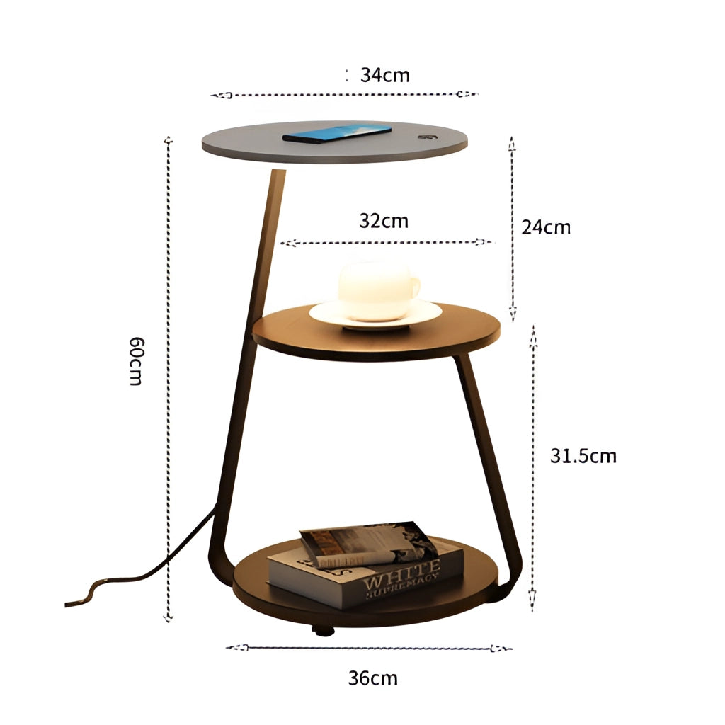 A sleek wireless charging premium desk featuring a built-in charging pad, suitable for home or office use; includes space for a computer monitor and other desk accessories.