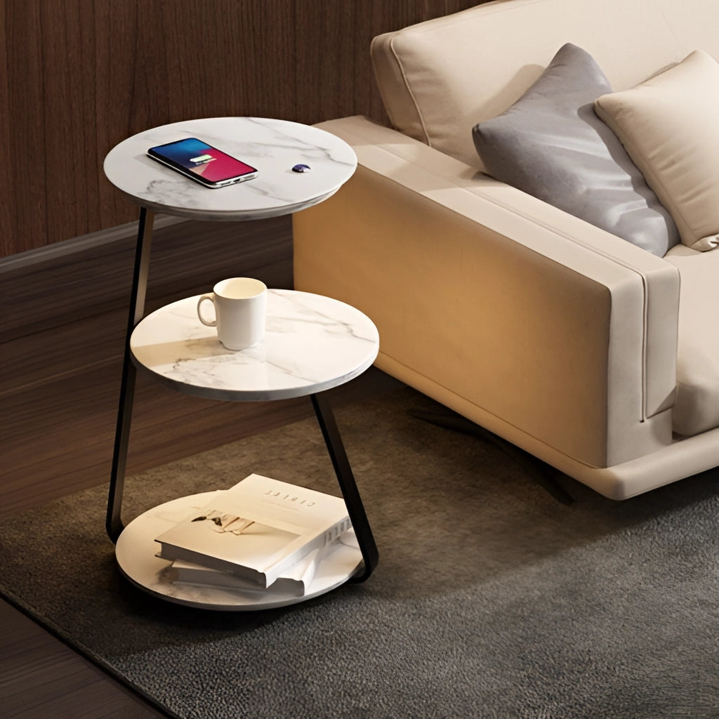 Wireless Charging Premium Desk with Marble Finish, featuring a rectangular wooden design and modern comfort, placed on a stylish floor.
