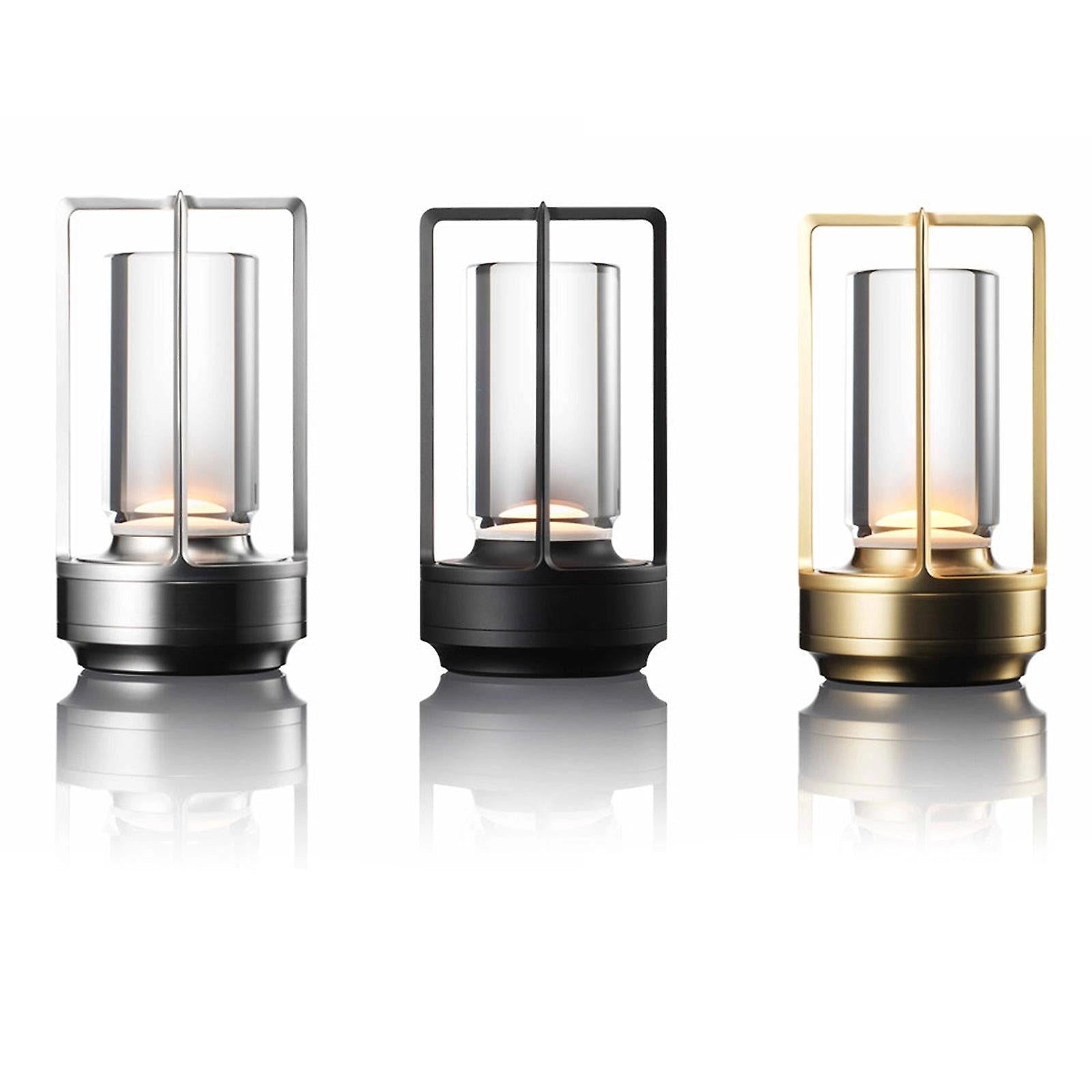 Wireless Crystal Lantern Table Lamp - Rechargeable, Waterproof, Rectangular Design, Glass and Metal Body, Suitable for Indoor and Outdoor Use